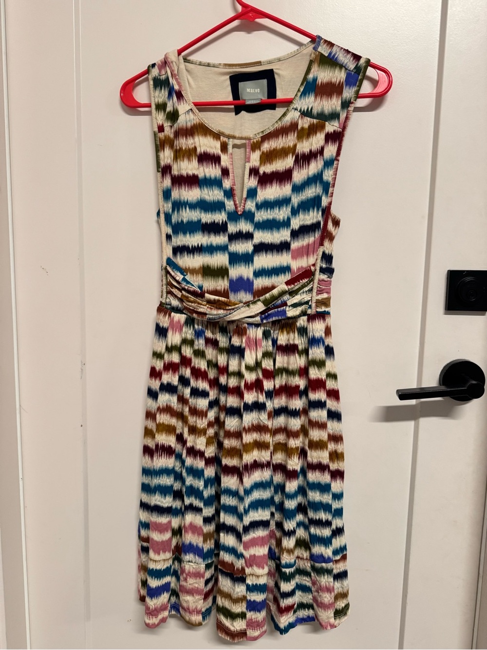 Maeve Multicolor Ikat-Stripe Sleeveless Mini Dress